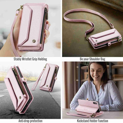 For iPhone XS / X CaseMe C36 Card Slots Zipper Wallet RFID Anti-theft Leather Phone Case(Pink) - More iPhone Cases by CaseMe | Online Shopping South Africa | PMC Jewellery | Buy Now Pay Later Mobicred