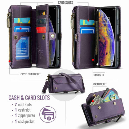 For iPhone XS Max CaseMe C36 Card Slots Zipper Wallet RFID Anti-theft Leather Phone Case(Purple) - More iPhone Cases by CaseMe | Online Shopping South Africa | PMC Jewellery | Buy Now Pay Later Mobicred