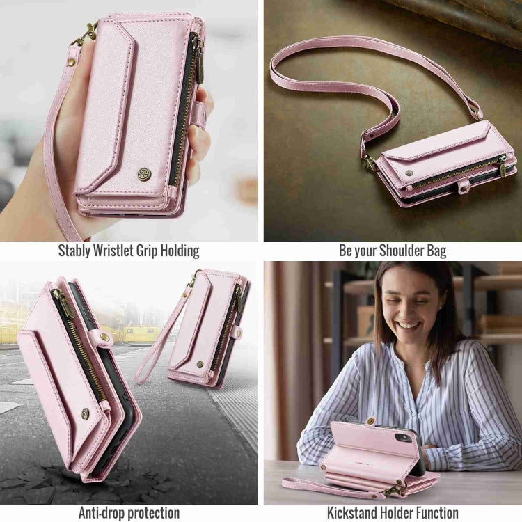 For iPhone XS Max CaseMe C36 Card Slots Zipper Wallet RFID Anti-theft Leather Phone Case(Pink) - More iPhone Cases by CaseMe | Online Shopping South Africa | PMC Jewellery | Buy Now Pay Later Mobicred