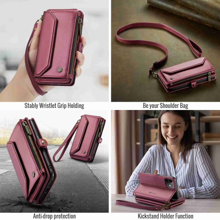 For iPhone 11 CaseMe C36 Card Slots Zipper Wallet RFID Anti-theft Leather Phone Case(Wine Red) - iPhone 11 Cases by CaseMe | Online Shopping South Africa | PMC Jewellery | Buy Now Pay Later Mobicred