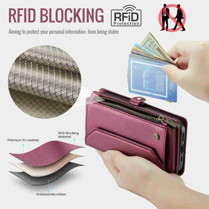 For iPhone 12 Pro Max CaseMe C36 Card Slots Zipper Wallet RFID Anti-theft Leather Phone Case(Wine Red) - iPhone 12 Pro Max Cases by CaseMe | Online Shopping South Africa | PMC Jewellery | Buy Now Pay Later Mobicred