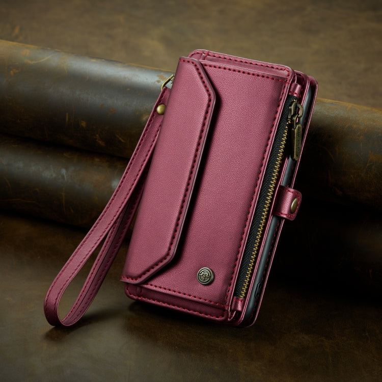 For iPhone 13 Pro CaseMe C36 Card Slots Zipper Wallet RFID Anti-theft Leather Phone Case(Wine Red) - iPhone 13 Pro Cases by CaseMe | Online Shopping South Africa | PMC Jewellery | Buy Now Pay Later Mobicred