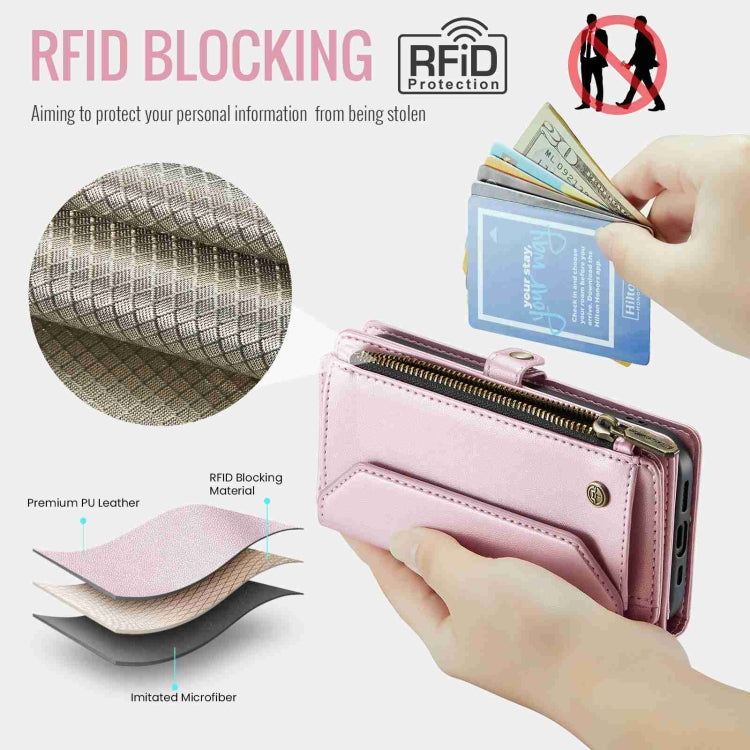 For iPhone 13 Pro CaseMe C36 Card Slots Zipper Wallet RFID Anti-theft Leather Phone Case(Pink) - iPhone 13 Pro Cases by CaseMe | Online Shopping South Africa | PMC Jewellery | Buy Now Pay Later Mobicred