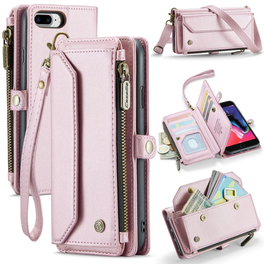 For iPhone 8 Plus / 7 Plus / 6 Plus CaseMe C36 Card Slots Zipper Wallet RFID Anti-theft Leather Phone Case(Pink) - More iPhone Cases by CaseMe | Online Shopping South Africa | PMC Jewellery | Buy Now Pay Later Mobicred