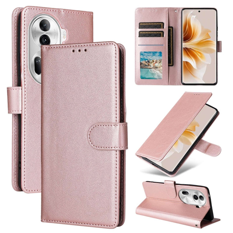 For OPPO Reno11 Pro 5G Global Multifunctional Horizontal Flip Leather Phone Case with Three Card Slot(Rose Gold) - Reno11 Pro Cases by PMC Jewellery | Online Shopping South Africa | PMC Jewellery | Buy Now Pay Later Mobicred