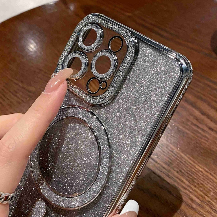 For iPhone 16 Diamond Gradient Glitter Plated MagSafe Phone Case(Black) - iPhone 16 Cases by PMC Jewellery | Online Shopping South Africa | PMC Jewellery | Buy Now Pay Later Mobicred