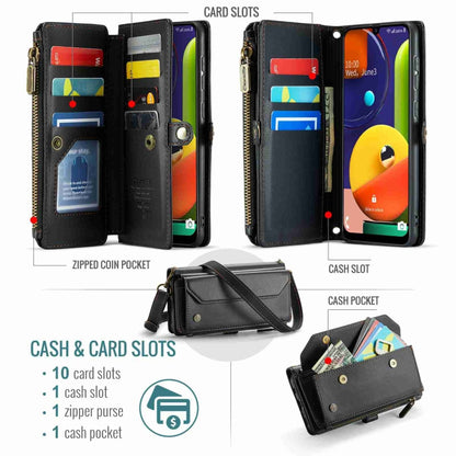 For Samsung Galaxy A30s / A50s / A50 CaseMe C36 Card Slots Zipper Wallet RFID Anti-theft Leather Phone Case(Black) - Galaxy Phone Cases by CaseMe | Online Shopping South Africa | PMC Jewellery | Buy Now Pay Later Mobicred