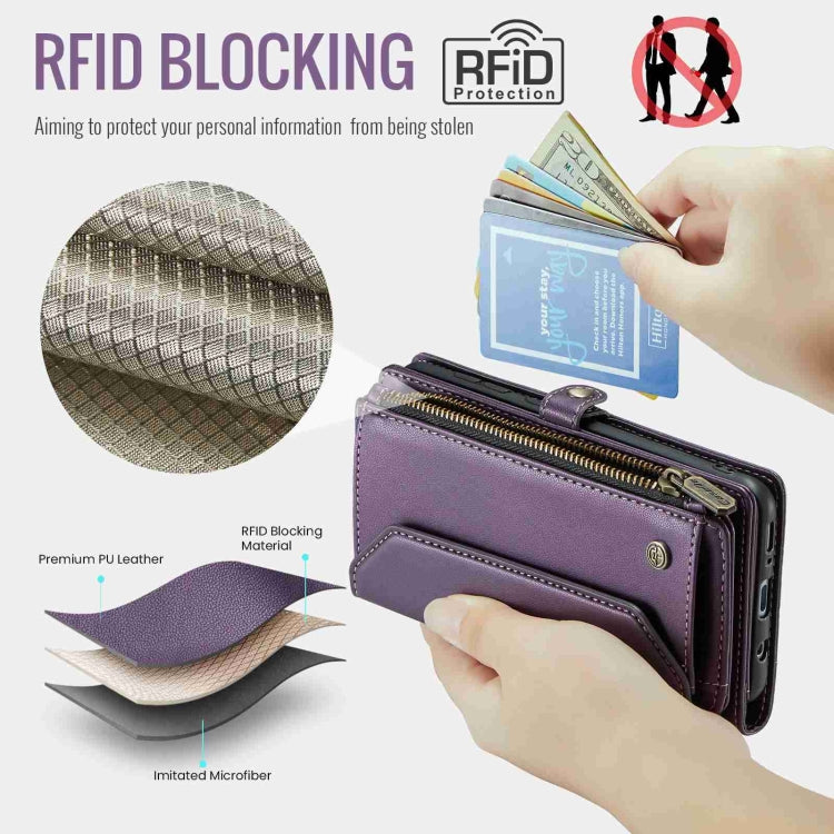 For Samsung Galaxy A30s / A50s / A50 CaseMe C36 Card Slots Zipper Wallet RFID Anti-theft Leather Phone Case(Purple) - Galaxy Phone Cases by CaseMe | Online Shopping South Africa | PMC Jewellery | Buy Now Pay Later Mobicred