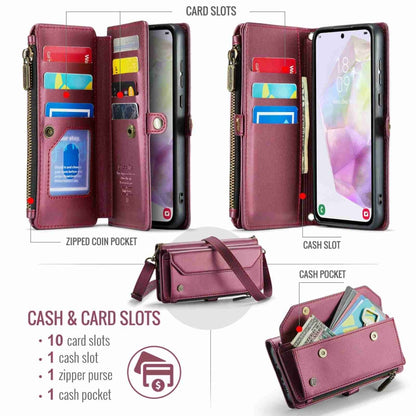 For Samsung Galaxy A35 5G CaseMe C36 Card Slots Zipper Wallet RFID Anti-theft Leather Phone Case(Wine Red) - Galaxy Phone Cases by CaseMe | Online Shopping South Africa | PMC Jewellery | Buy Now Pay Later Mobicred