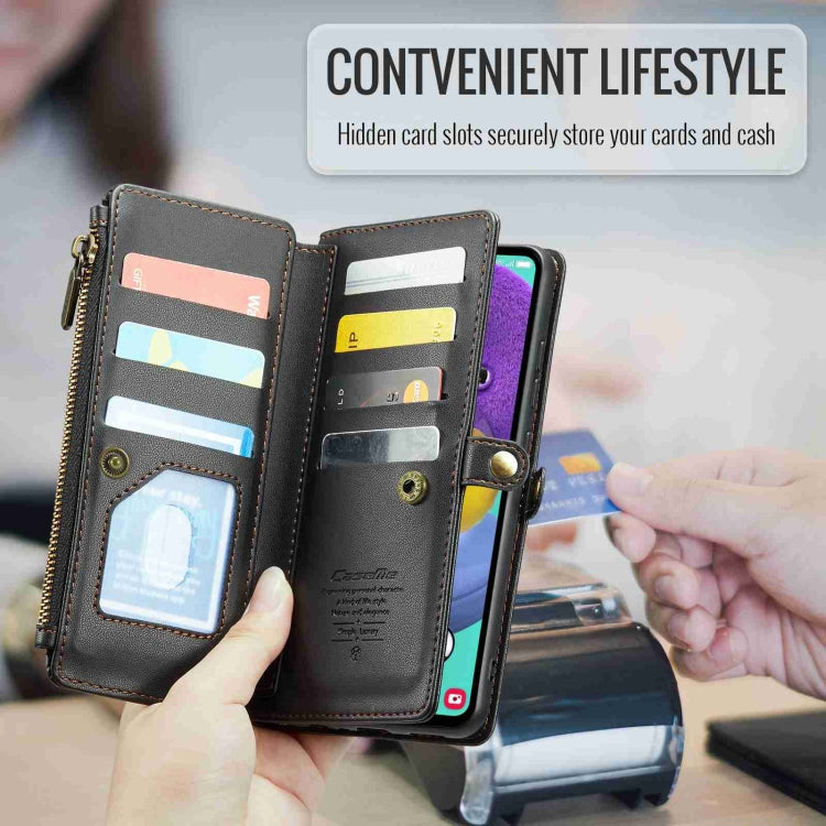 For Samsung Galaxy A51 4G CaseMe C36 Card Slots Zipper Wallet RFID Anti-theft Leather Phone Case(Black) - Galaxy Phone Cases by CaseMe | Online Shopping South Africa | PMC Jewellery | Buy Now Pay Later Mobicred