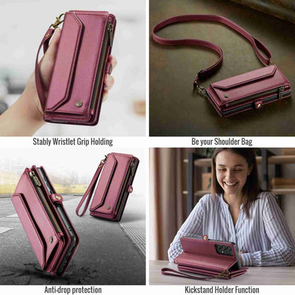 For Samsung Galaxy A52 / A52s 5G CaseMe C36 Card Slots Zipper Wallet RFID Anti-theft Leather Phone Case(Wine Red) - Galaxy Phone Cases by CaseMe | Online Shopping South Africa | PMC Jewellery | Buy Now Pay Later Mobicred