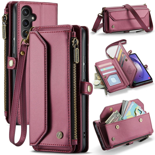 For Samsung Galaxy A54 5G CaseMe C36 Card Slots Zipper Wallet RFID Anti-theft Leather Phone Case(Wine Red) - Galaxy Phone Cases by CaseMe | Online Shopping South Africa | PMC Jewellery | Buy Now Pay Later Mobicred