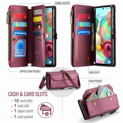 For Samsung Galaxy A71 4G CaseMe C36 Card Slots Zipper Wallet RFID Anti-theft Leather Phone Case(Wine Red) - Galaxy Phone Cases by CaseMe | Online Shopping South Africa | PMC Jewellery | Buy Now Pay Later Mobicred