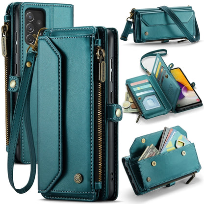 For Samsung Galaxy A72 CaseMe C36 Card Slots Zipper Wallet RFID Anti-theft Leather Phone Case(Blue-green) - Galaxy Phone Cases by CaseMe | Online Shopping South Africa | PMC Jewellery | Buy Now Pay Later Mobicred