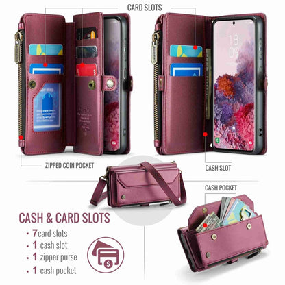 For Samsung Galaxy S20 CaseMe C36 Card Slots Zipper Wallet RFID Anti-theft Leather Phone Case(Wine Red) - Galaxy Phone Cases by CaseMe | Online Shopping South Africa | PMC Jewellery | Buy Now Pay Later Mobicred