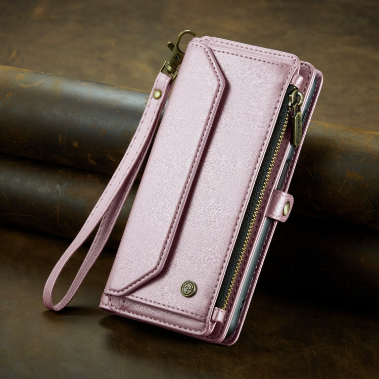 For Samsung Galaxy S21 FE 5G CaseMe C36 Card Slots Zipper Wallet RFID Anti-theft Leather Phone Case(Pink) - Galaxy Phone Cases by CaseMe | Online Shopping South Africa | PMC Jewellery | Buy Now Pay Later Mobicred