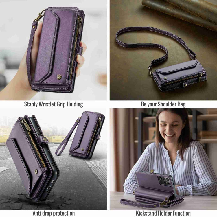 For Samsung Galaxy S21 Ultra 5G CaseMe C36 Card Slots Zipper Wallet RFID Anti-theft Leather Phone Case(Purple) - Galaxy S21 Ultra 5G Cases by CaseMe | Online Shopping South Africa | PMC Jewellery | Buy Now Pay Later Mobicred