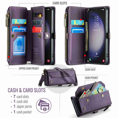 For Samsung Galaxy S23 5G CaseMe C36 Card Slots Zipper Wallet RFID Anti-theft Leather Phone Case(Purple) - Galaxy S23 5G Cases by CaseMe | Online Shopping South Africa | PMC Jewellery | Buy Now Pay Later Mobicred