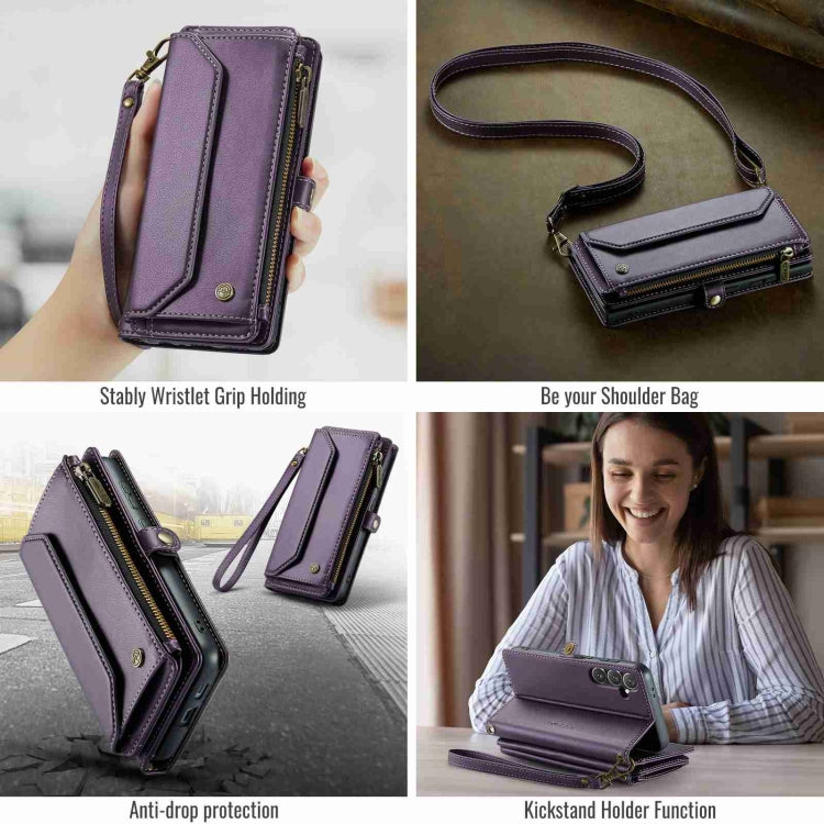 For Samsung Galaxy S24 5G CaseMe C36 Card Slots Zipper Wallet RFID Anti-theft Leather Phone Case(Purple) - Galaxy S24 5G Cases by CaseMe | Online Shopping South Africa | PMC Jewellery | Buy Now Pay Later Mobicred