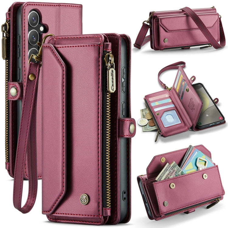 For Samsung Galaxy S24+ 5G CaseMe C36 Card Slots Zipper Wallet RFID Anti-theft Leather Phone Case(Wine Red) - Galaxy S24+ 5G Cases by CaseMe | Online Shopping South Africa | PMC Jewellery | Buy Now Pay Later Mobicred