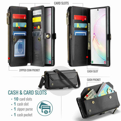 For Samsung Galaxy Note10+ CaseMe C36 Card Slots Zipper Wallet RFID Anti-theft Leather Phone Case(Black) - Galaxy Phone Cases by CaseMe | Online Shopping South Africa | PMC Jewellery | Buy Now Pay Later Mobicred