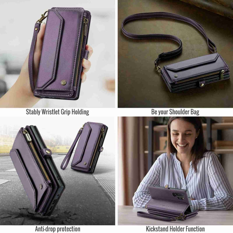 For Samsung Galaxy Note10+ CaseMe C36 Card Slots Zipper Wallet RFID Anti-theft Leather Phone Case(Purple) - Galaxy Phone Cases by CaseMe | Online Shopping South Africa | PMC Jewellery | Buy Now Pay Later Mobicred