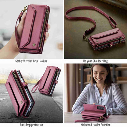 For Samsung Galaxy Z Fold3 CaseMe C36 Card Slots Zipper Wallet RFID Anti-theft Leather Phone Case(Wine Red) - Galaxy Phone Cases by CaseMe | Online Shopping South Africa | PMC Jewellery | Buy Now Pay Later Mobicred