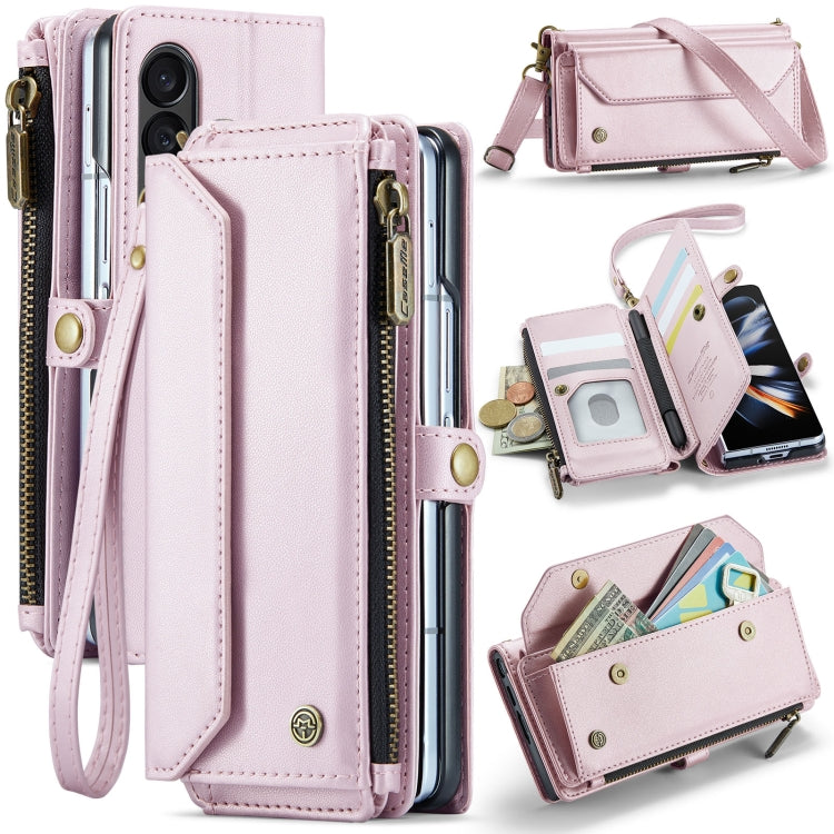 For Samsung Galaxy Z Fold4 CaseMe C36 Card Slots Zipper Wallet RFID Anti-theft Leather Phone Case(Pink) - Galaxy Z Fold4 5G Cases by CaseMe | Online Shopping South Africa | PMC Jewellery | Buy Now Pay Later Mobicred