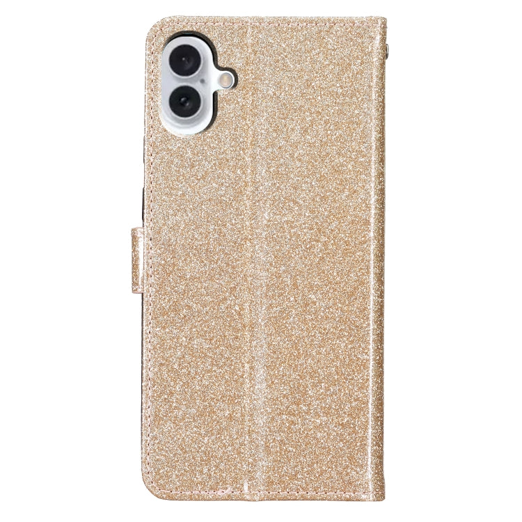 For iPhone 16 Glitter Powder Flip Leather Phone Case(Gold) - iPhone 16 Cases by PMC TechLife | Online Shopping South Africa | PMC TechLife | Buy Now Pay Later Mobicred
