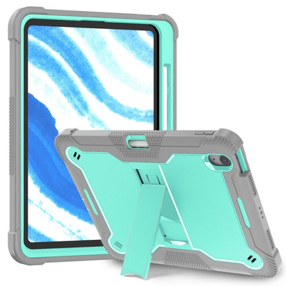 For iPad Air 11 2024 / Air 2022 10.9 Shockproof Silicone Hybrid PC Tablet Case with Holder(Mint Green + Grey) - iPad Air 11 2024 Cases by PMC Jewellery | Online Shopping South Africa | PMC Jewellery | Buy Now Pay Later Mobicred