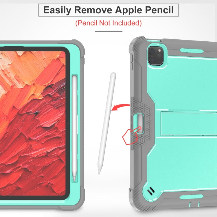 For iPad Pro 11 2024 Shockproof Silicone Hybrid PC Tablet Case with Holder(Mint Green + Grey) - iPad Pro 11 2024 Cases by PMC TechLife | Online Shopping South Africa | PMC TechLife | Buy Now Pay Later Mobicred