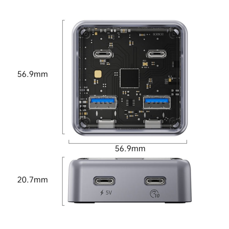 ORICO XHJ2U2C-G2 4-Port Compact Zinc Alloy USB 3.0 HUB Expand Converter(Silver) - USB 3.0 HUB by ORICO | Online Shopping South Africa | PMC Jewellery | Buy Now Pay Later Mobicred