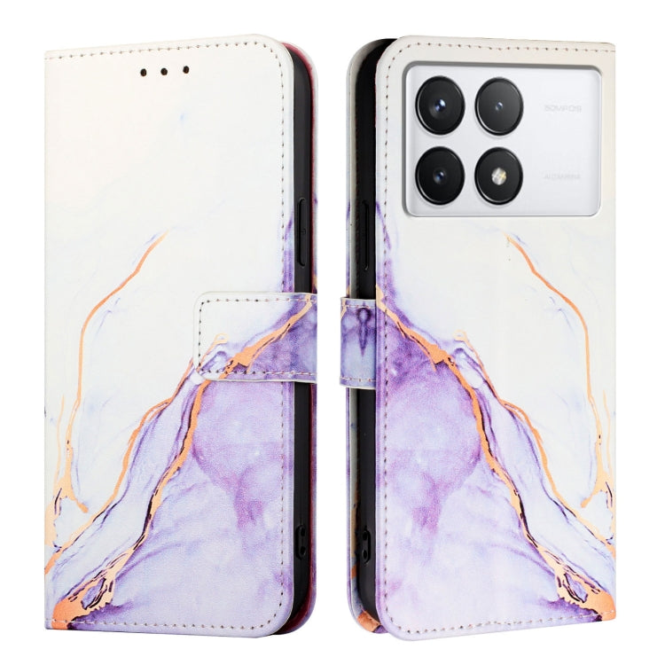 For Xiaomi Redmi K70 / K70 Pro PT003 Marble Pattern Flip Leather Phone Case(White Purple) - K70 Cases by PMC Jewellery | Online Shopping South Africa | PMC Jewellery | Buy Now Pay Later Mobicred