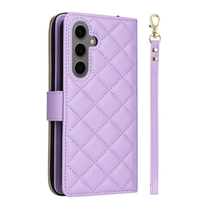 For Samsung Galaxy S25+ 5G Crossbody Rhombic Zipper Tower Buckle Leather Phone Case with Lanyard(Purple) - Galaxy S25+ 5G Cases by PMC Jewellery | Online Shopping South Africa | PMC Jewellery | Buy Now Pay Later Mobicred