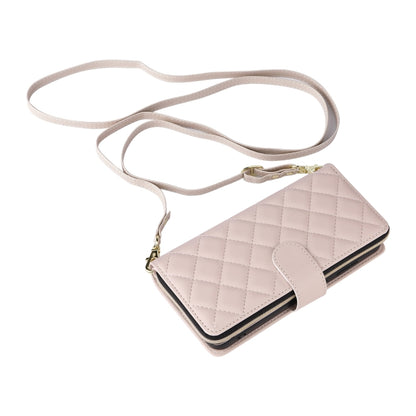 For Samsung Galaxy S25+ 5G Crossbody Rhombic Zipper Tower Buckle Leather Phone Case with Lanyard(Beige) - Galaxy S25+ 5G Cases by PMC Jewellery | Online Shopping South Africa | PMC Jewellery | Buy Now Pay Later Mobicred