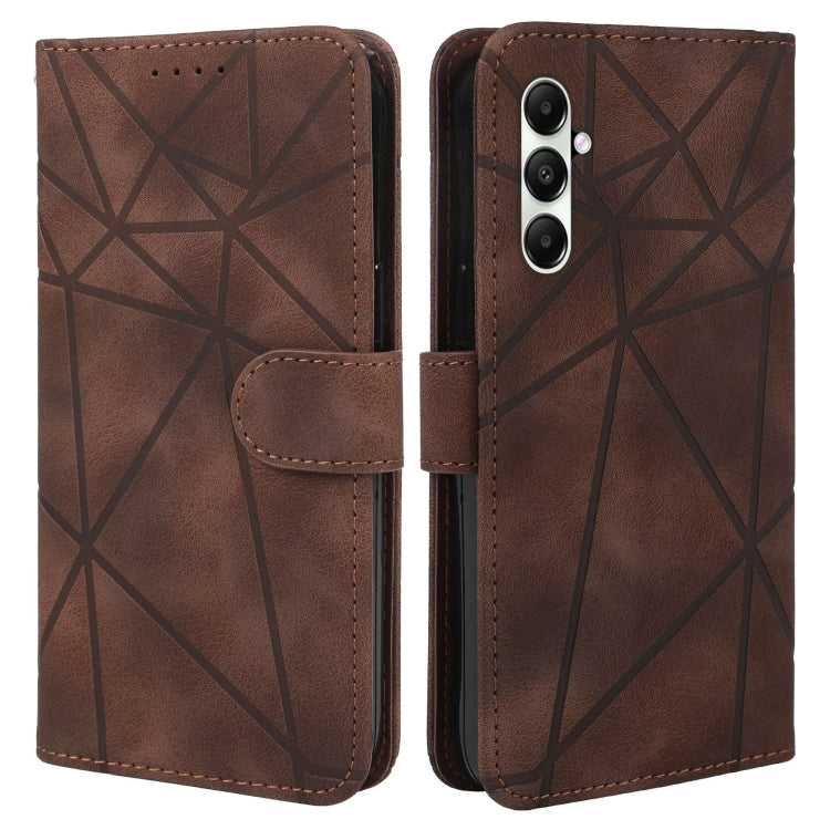 For Samsung Galaxy S24 / S25 5G Skin Feel Geometric Lines Leather Phone Case(Brown) - Galaxy S24 5G Cases by PMC Jewellery | Online Shopping South Africa | PMC Jewellery | Buy Now Pay Later Mobicred