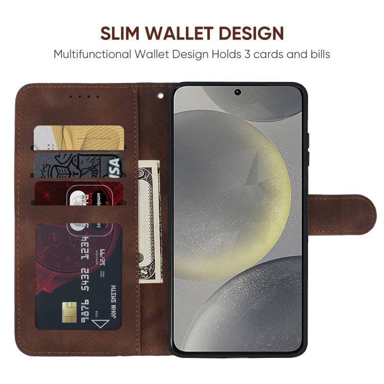 For Samsung Galaxy S24 / S25 5G Skin Feel Geometric Lines Leather Phone Case(Brown) - Galaxy S24 5G Cases by PMC Jewellery | Online Shopping South Africa | PMC Jewellery | Buy Now Pay Later Mobicred