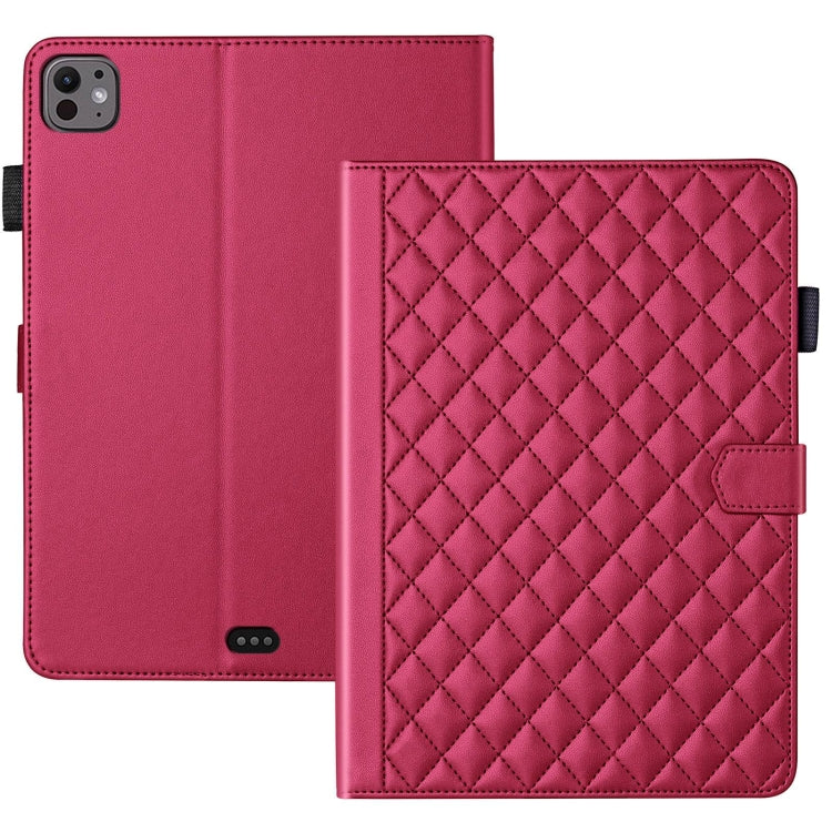 For iPad Pro 13 2024 Rhombus Lattice Leather Smart Tablet Case(Red) - iPad Pro 13 2024 Cases by PMC Jewellery | Online Shopping South Africa | PMC Jewellery | Buy Now Pay Later Mobicred