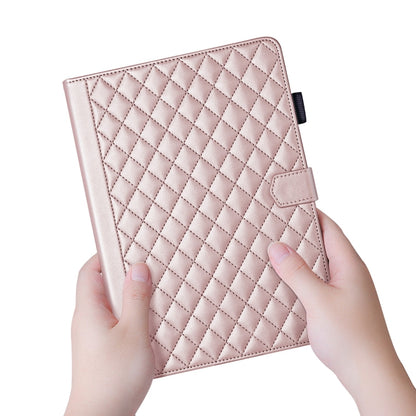 For iPad Pro 13 2024 Rhombus Lattice Leather Smart Tablet Case(Rose Gold) - iPad Pro 13 2024 Cases by PMC Jewellery | Online Shopping South Africa | PMC Jewellery | Buy Now Pay Later Mobicred