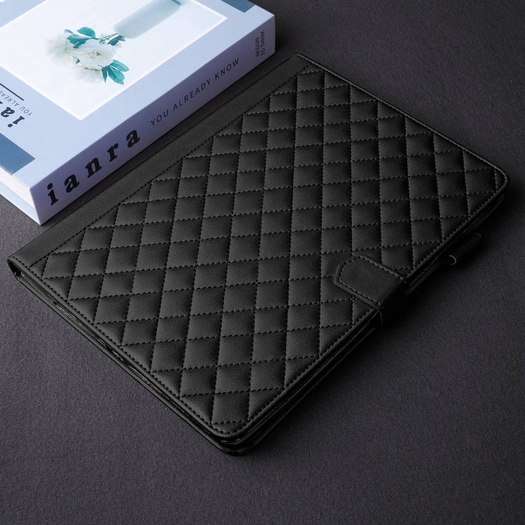 For iPad Pro 13 2024 Rhombus Lattice Leather Smart Tablet Case(Black) - iPad Pro 13 2024 Cases by PMC TechLife | Online Shopping South Africa | PMC TechLife | Buy Now Pay Later Mobicred