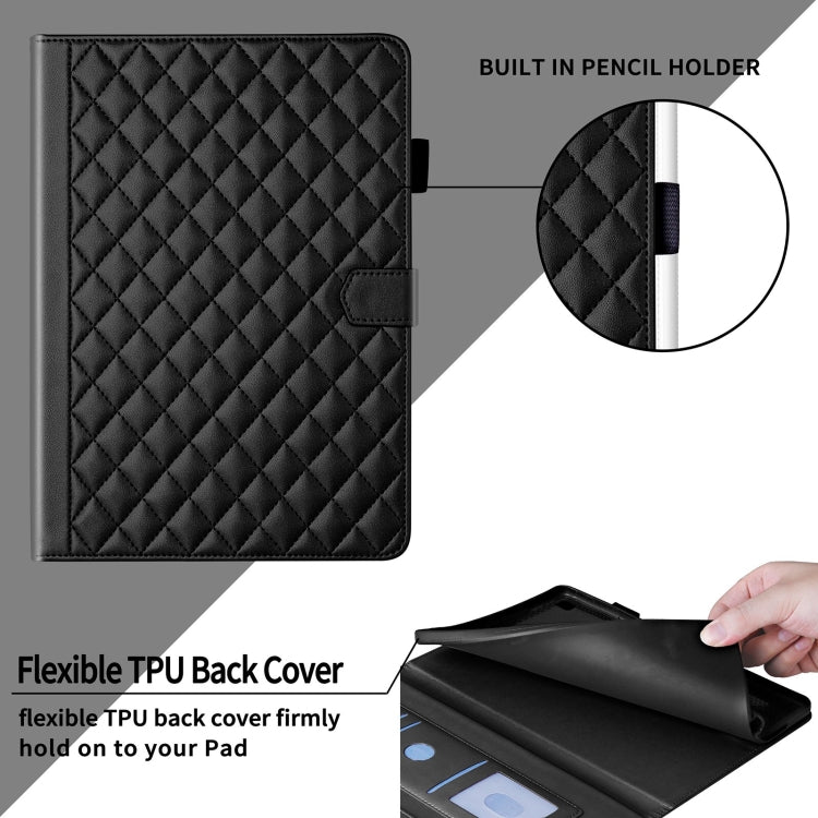 For iPad Pro 13 2024 Rhombus Lattice Leather Smart Tablet Case(Black) - iPad Pro 13 2024 Cases by PMC TechLife | Online Shopping South Africa | PMC TechLife | Buy Now Pay Later Mobicred