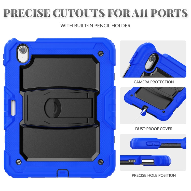 For iPad Air 11 2024 Silicone Hydric PC Tablet Case with Shoulder Strap & Holder(Blue) - iPad Air 11 2024 Cases by PMC Jewellery | Online Shopping South Africa | PMC Jewellery | Buy Now Pay Later Mobicred