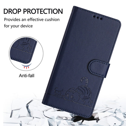 For Blackview A53 Cat Rat Embossed Pattern RFID Leather Phone Case with Lanyard(Blue) - More Brand by PMC Jewellery | Online Shopping South Africa | PMC Jewellery | Buy Now Pay Later Mobicred