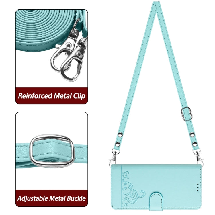 For Blackview Color 8 Cat Rat Embossed Pattern RFID Leather Phone Case with Lanyard(Mint Green) - More Brand by PMC Jewellery | Online Shopping South Africa | PMC Jewellery | Buy Now Pay Later Mobicred