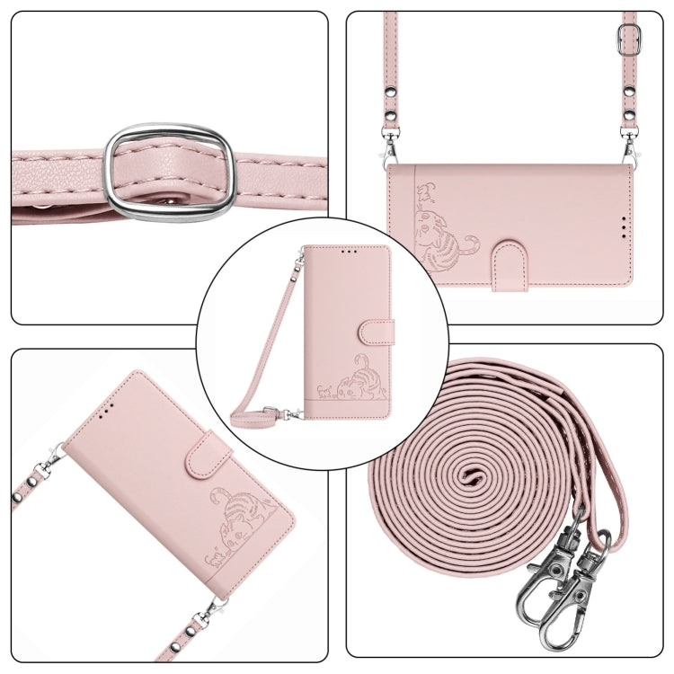 For Blackview Color 8 Cat Rat Embossed Pattern RFID Leather Phone Case with Lanyard(Pink) - More Brand by PMC TechLife | Online Shopping South Africa | PMC TechLife | Buy Now Pay Later Mobicred