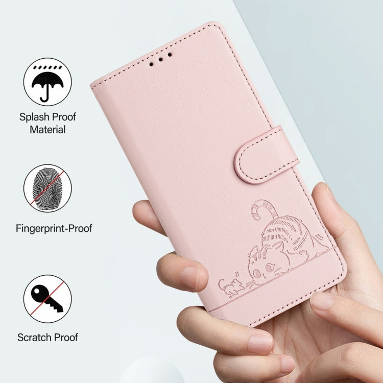 For Blackview Color 8 Cat Rat Embossed Pattern RFID Leather Phone Case with Lanyard(Pink) - More Brand by PMC TechLife | Online Shopping South Africa | PMC TechLife | Buy Now Pay Later Mobicred