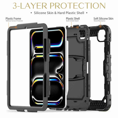 For iPad Pro 11 2024 Silicone Hydric PC Tablet Case with Shoulder Strap & Holder(Black) - iPad Pro 11 2024 Cases by PMC Jewellery | Online Shopping South Africa | PMC Jewellery | Buy Now Pay Later Mobicred