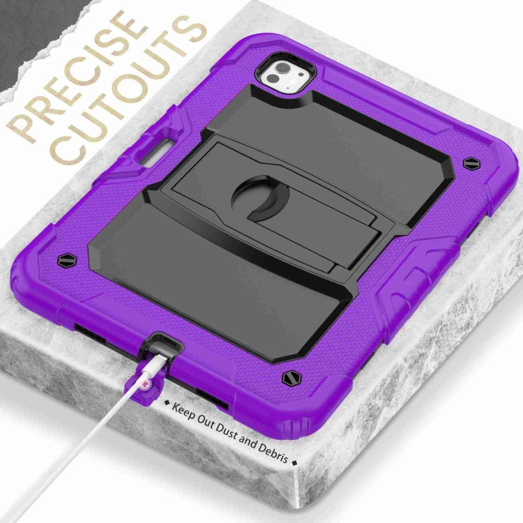 For iPad Pro 11 2024 Silicone Hydric PC Tablet Case with Shoulder Strap & Holder(Purple) - iPad Pro 11 2024 Cases by PMC TechLife | Online Shopping South Africa | PMC TechLife | Buy Now Pay Later Mobicred