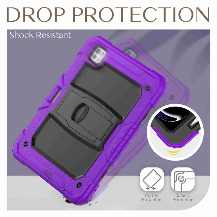 For iPad Pro 11 2024 Silicone Hydric PC Tablet Case with Shoulder Strap & Holder(Purple) - iPad Pro 11 2024 Cases by PMC TechLife | Online Shopping South Africa | PMC TechLife | Buy Now Pay Later Mobicred