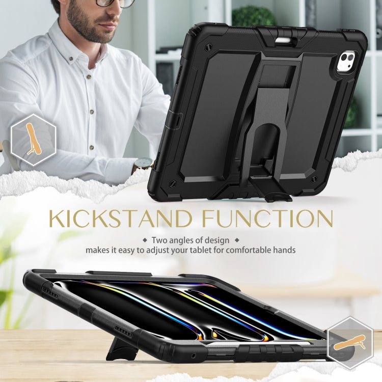For iPad Pro 13 2024 Silicone Hydric PC Tablet Case with Shoulder Strap & Holder(Black) - iPad Pro 13 2024 Cases by PMC Jewellery | Online Shopping South Africa | PMC Jewellery | Buy Now Pay Later Mobicred